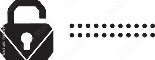 A black padlock icon with dots on a white background