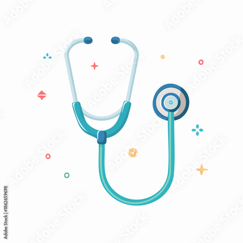 Vibrant flat design vector icon of a medical stethoscope, essential for health diagnostics and professional care
