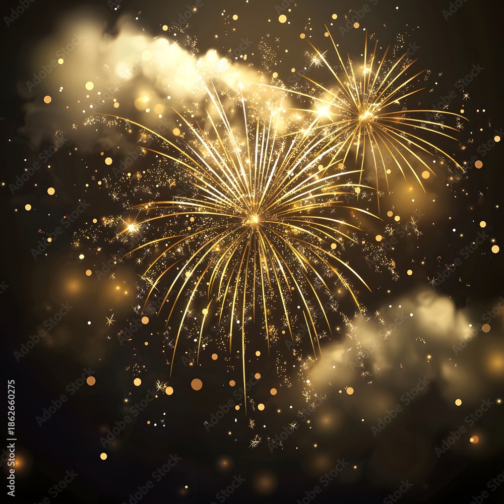 Obraz premium Radiant golden fireworks background high resolution picture
