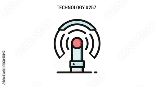 Wireless technology icon representing signal transmission and digital connectivity.