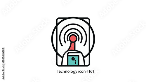 Wireless technology icon representing signal transmission and digital communication.