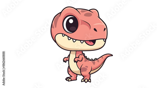 Adorable Cartoon Tyrannosaurus Rex with Big Eyes and Small Arms.