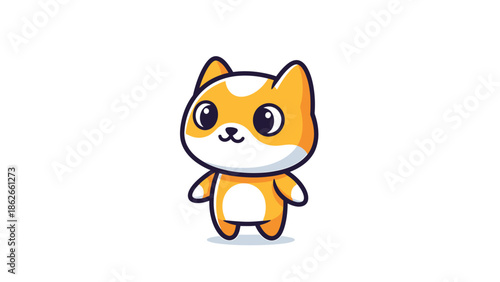 Adorable Orange and White Kitten Illustration with Big Eyes and Cute Paws.