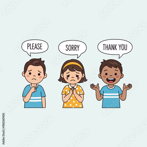 Children expressing politeness: please, sorry, thank you