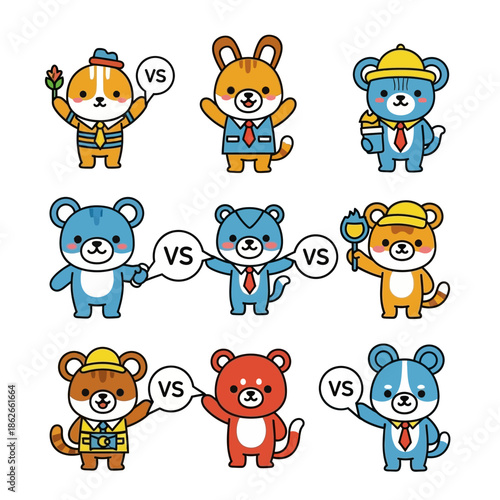 Cute Animals Wearing Suits Having a Competition