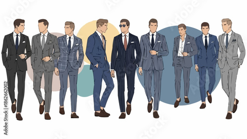 Diverse Mens Fashion - A Stylish Ensemble of Suits.