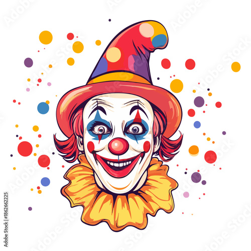 clown, april fool's day, head, face, festival, vector, transparent background, costume, horror, symbol, funny, carnival, party, circus, fun