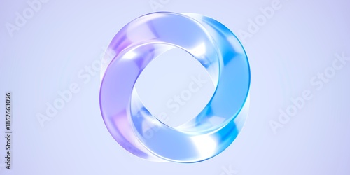 Tablou pe pânză abstract 3d intertwined loops in iridescent gradients, minimalist crystalline liquid design on soft pastel background, futuristic geometric shape