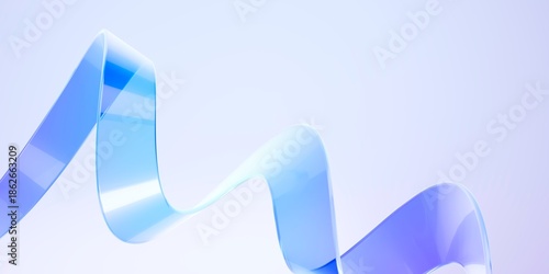 Canvastavla Abstract 3D Flowing Glass Ribbon on Light Blue Background