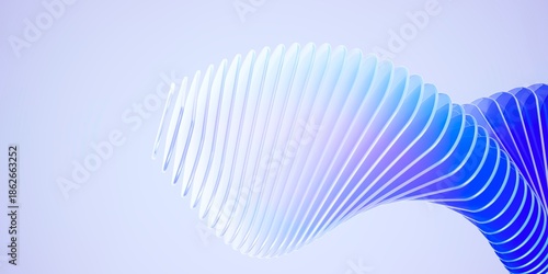 Slika na platnu Abstract 3D Glass Wave Structure with Layered Translucent Blue Gradient Shapes o