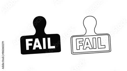 Two speech bubbles displaying fail one solid one outlined silhouette