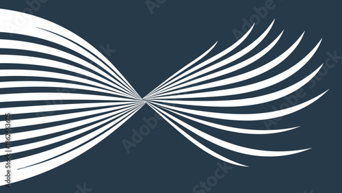 Abstract White Lines Converging on a Central Point on Dark Background.