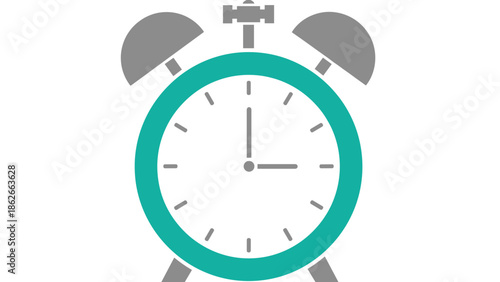 Alarm Clock Illustration A Teal and Gray Timepiece.