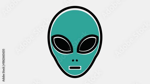 Alien Head Icon Extraterrestrial Face with Large Eyes.