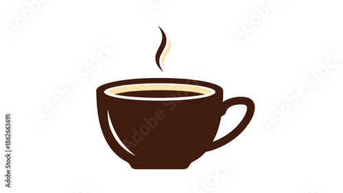 Aromatic Brown Coffee Cup with Rising Steam Illustration.