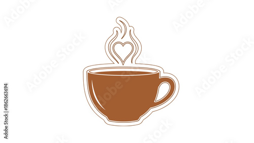 Aromatic Coffee Cup with HeartShaped Steam A Warm Embrace.