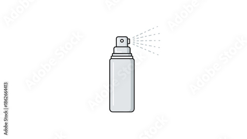 Cosmetic spray bottle emitting a fine mist of product for refreshing skin or setting makeup in a daily beauty routine.