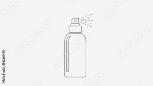 Outline illustration of a spray bottle with a mist effect representing skincare toner or hair product application.