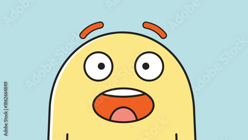 Cartoon Character with Surprised Expression and Wide Eyes.