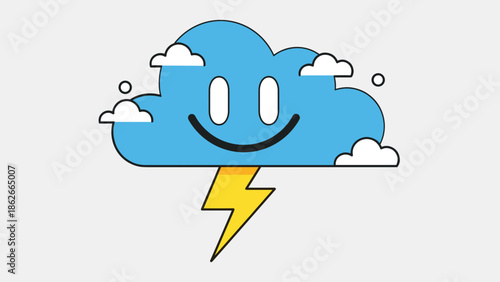 Cheerful Cloud with Lightning Bolt A WeatherThemed Illustration.
