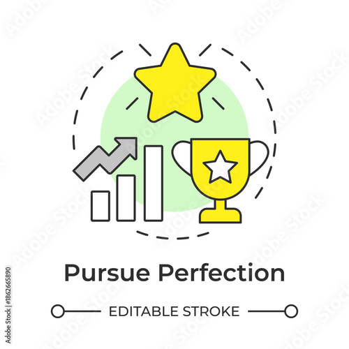 Pursue perfection multi color concept icon. Business performance, goal achieving. Corporate milestone. Round shape line illustration. Abstract idea. Graphic design. Easy to use in article