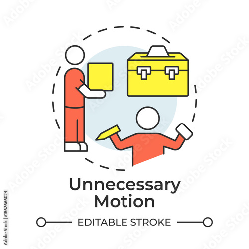 Unnecessary motion multi color concept icon. Task management, product maintenance. Workflow control. Round shape line illustration. Abstract idea. Graphic design. Easy to use in article, infographic