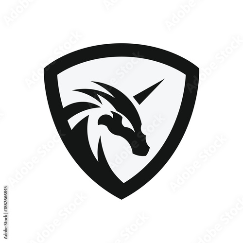 Dragon pegasus emblem logo shield template