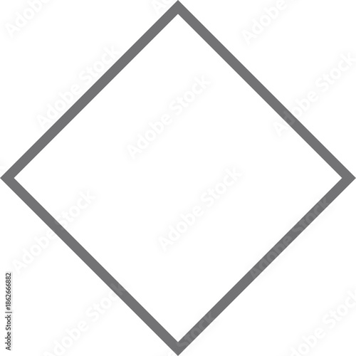 This image features a white square with a  gray border, rotated by 45 degrees to sit on one of its corners.