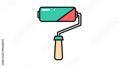 Colorful Paint Roller Illustration for Home Improvement Projects.