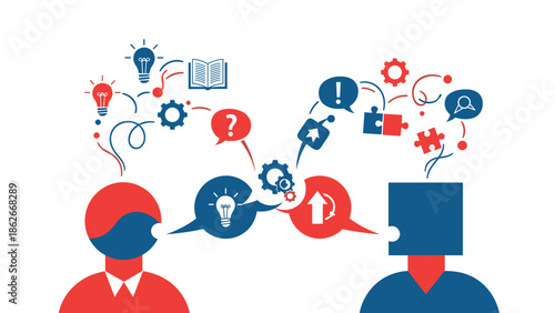 Conceptual Illustration of Communication and Idea Exchange Between Two Individuals.