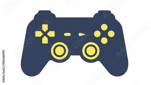 Dark Blue Game Controller with Yellow Buttons and DPad.