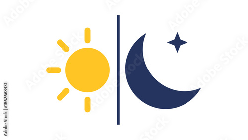 Day and Night Illustration Sun and Moon Symbolizing Time.