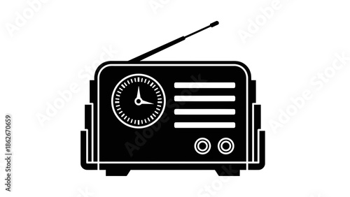 Vintage radio illustration on white background