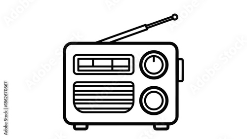 Simple line drawing of a retro style radio
