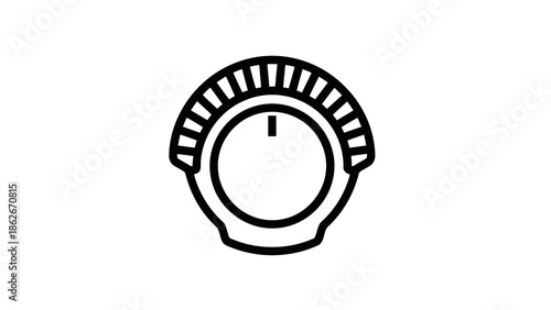 Simple black and white icon of a dial or knob