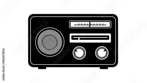 Vintage radio illustration on white background
