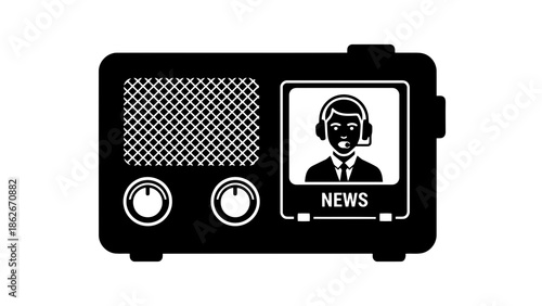 News broadcast on old radio