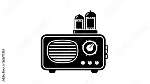 Vintage radio with vacuum tubes on top
