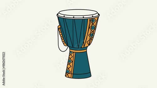Detailed Illustration of a Traditional African Djembe Drum.