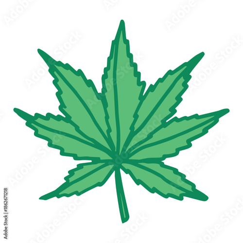 Hand drawn cannabis leaf Medicine marijuana Hemp leaves clipart in doodle style Single element for print, web, design, decor