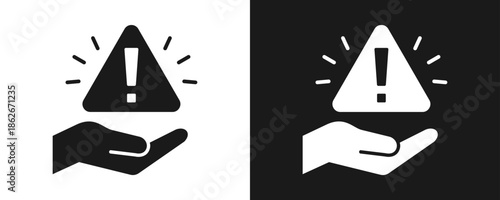 Risk Icon Set Glyph In White And Black Background