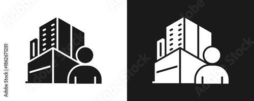 Company Icon Set Glyph In White And Black Background