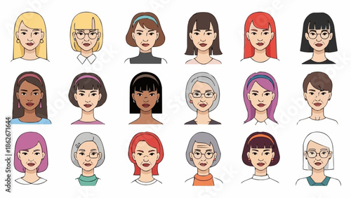 Diverse Women Portraits - A Collection of Unique Female Faces.