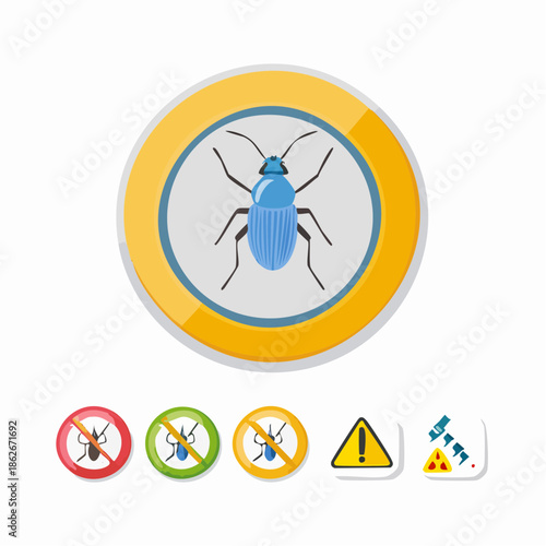 Insect control warning sign concept conveying prevention and safety measure symbols against pests