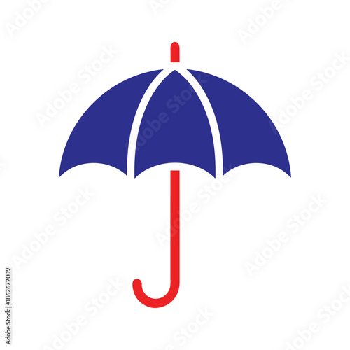 Blue umbrella with red handle Vector