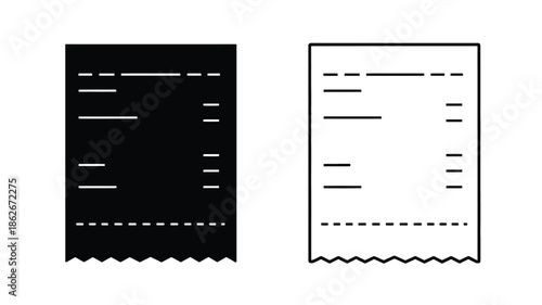 Minimalist receipt icons showcasing both dark and light versions silhouette
