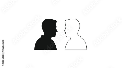Two heads facing each other one solid and one outlined a striking silhouette