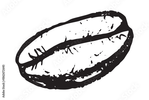 Hand drawn fresh roasted coffee bean Arabica robusta seed doodle Single element for print, web, design, decor