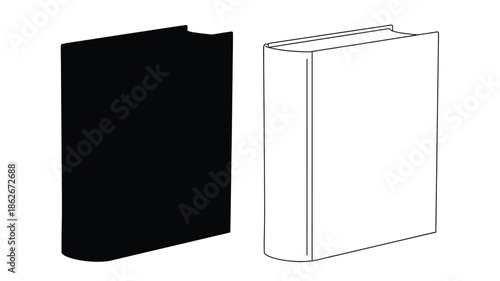 A contrasting depiction of an open and closed book a striking silhouette