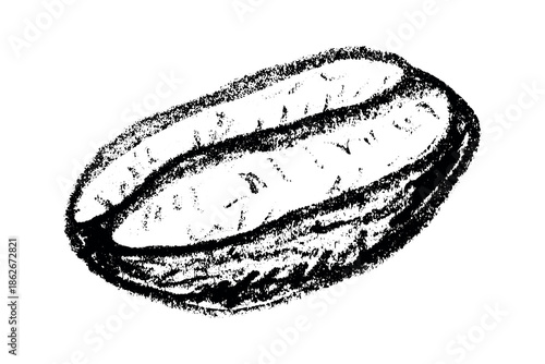 Hand drawn fresh roasted coffee bean Arabica robusta seed doodle Single element for print, web, design, decor